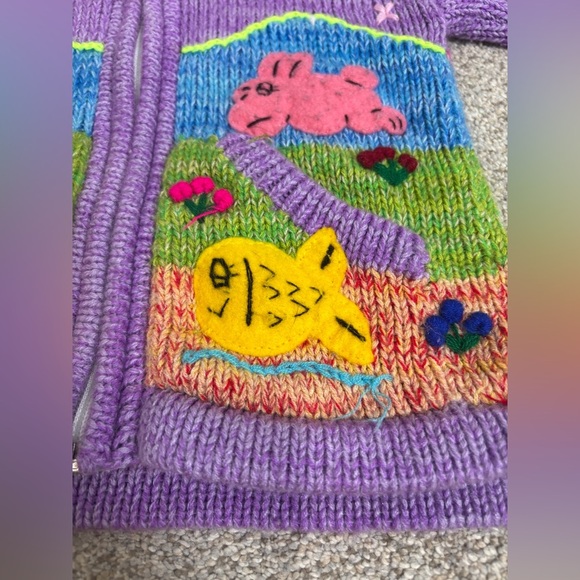 Mexicali Blues Peruvian Hand Knit zip up hooded sweater little girls acrylic - Picture 10 of 10